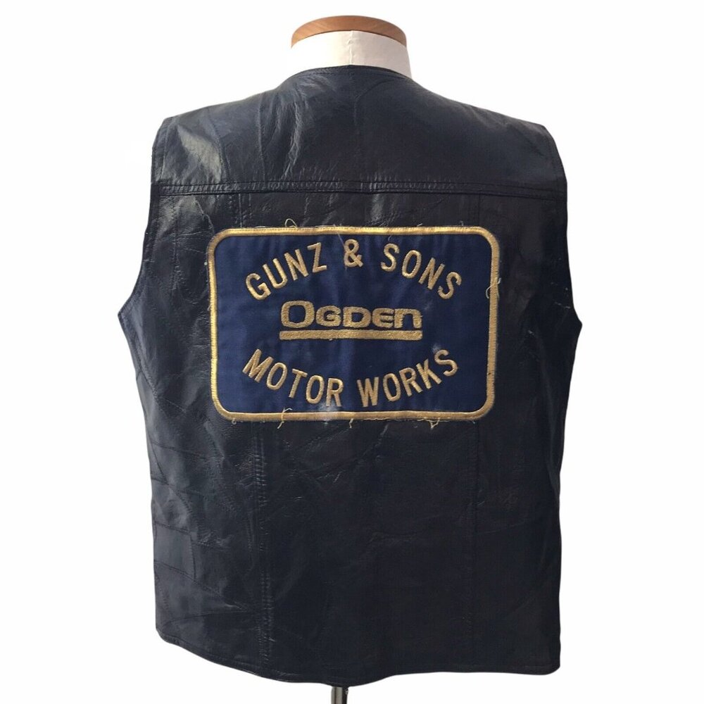 Gunz Ogden Leather Vest Patches Motorcycle 2000 Detroit Gentlemen Size Large B7